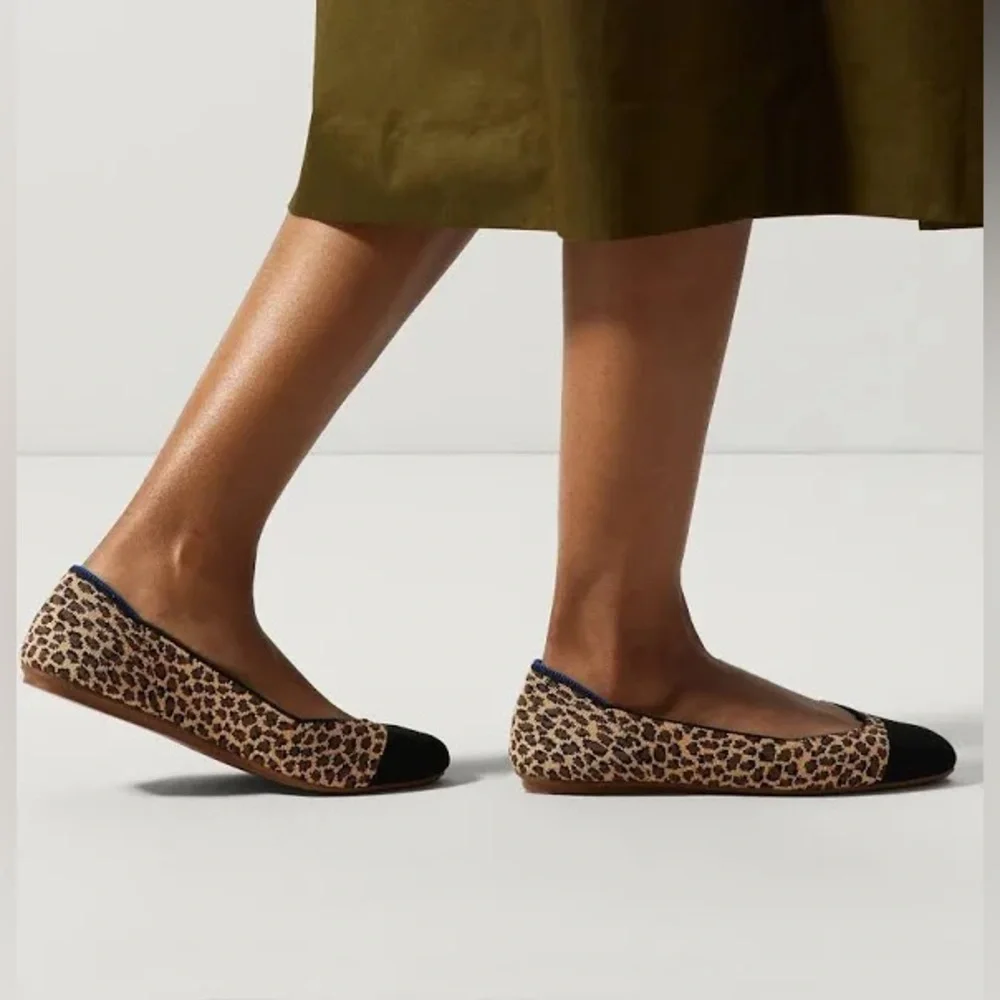 Rothy's The Square Little cat‎ Flat Shoe Leopard Print Flats size 9